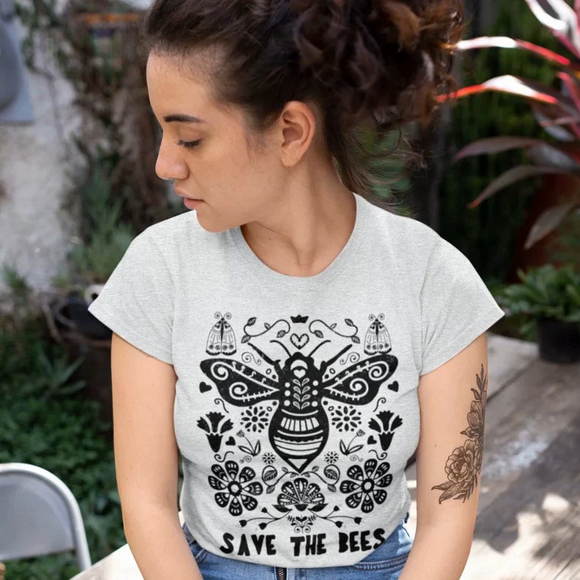 Save the Bees Ultrasoft Unisex Tee, White Fleck- READY TO SHIP