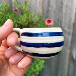 Blue & White Striped Espresso Cup