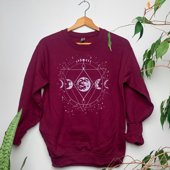 Geometric Moon Phase Sweatshirt - READY TO SHIP