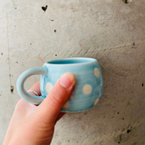 Small Round Blue Polka Dot Mug