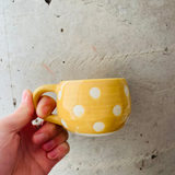 Small Round Yellow Polka Dot Mug