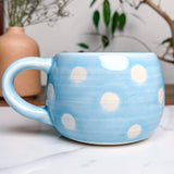 Small Round Blue Polka Dot Mug