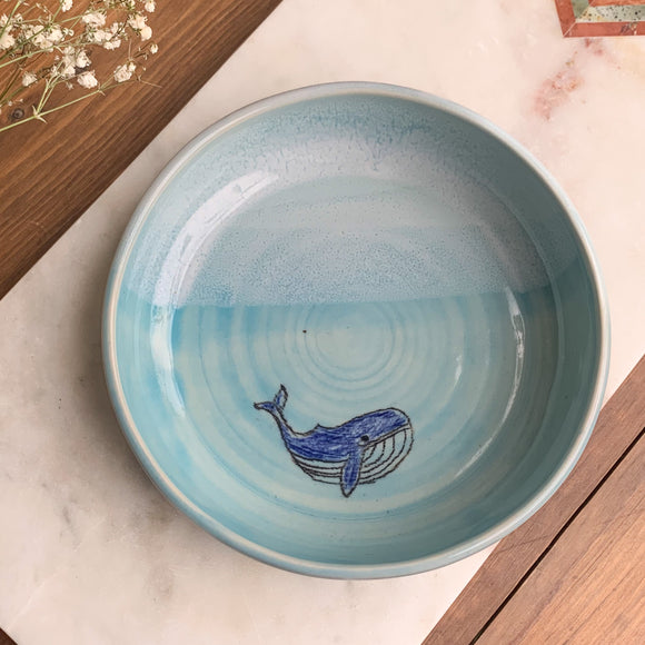 Medium Blue Bowl with Whale
